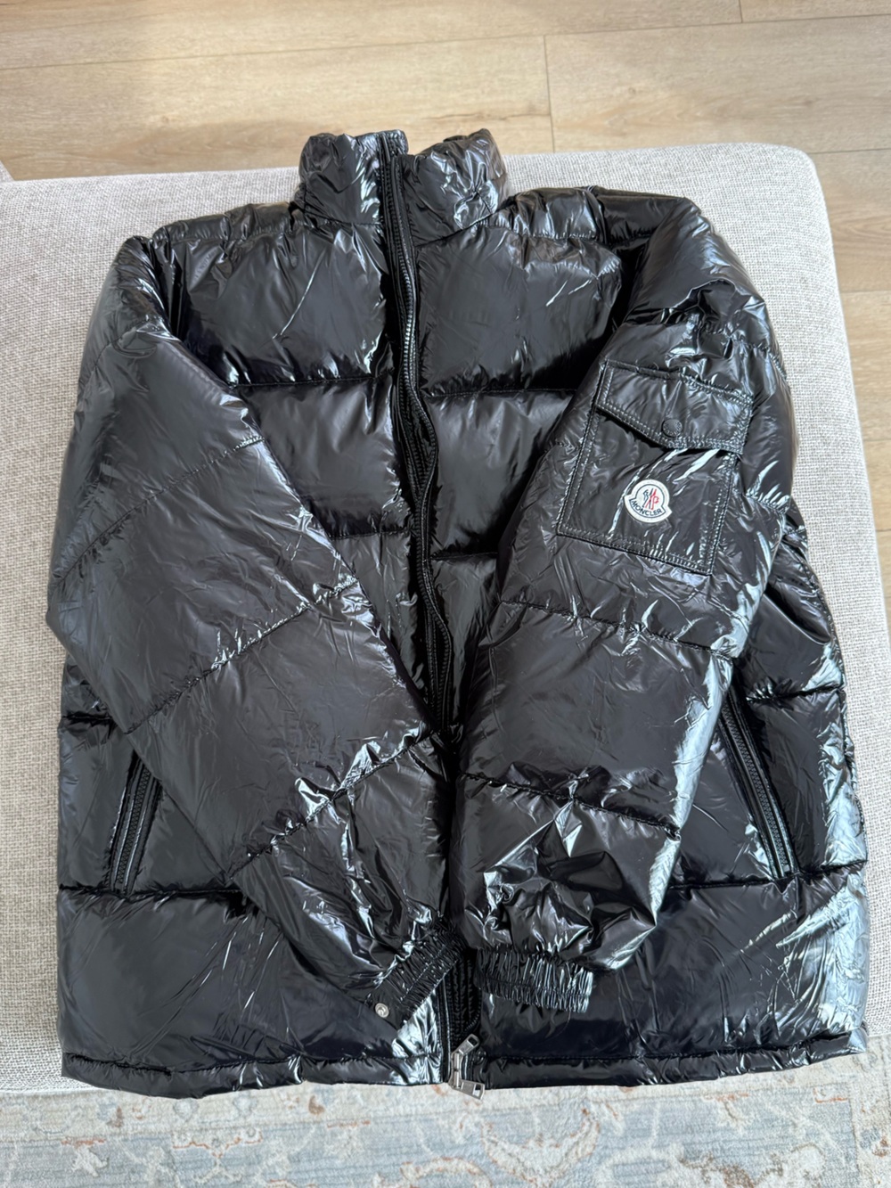 Moncler Women’s Glossy Black Quilted Puffer Jacket